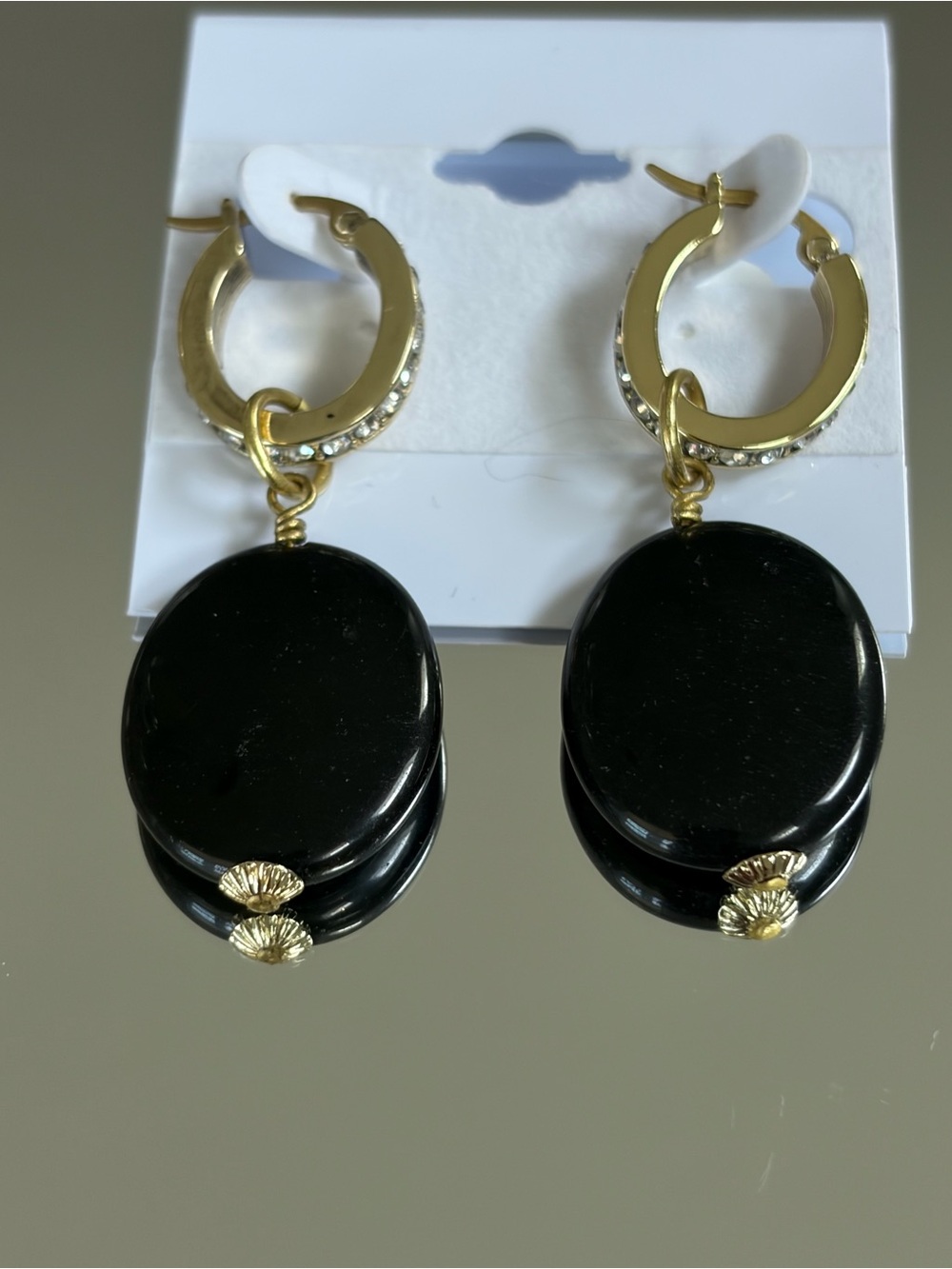Heidi Daus "Loop Back Around" Transformable Charm Drop Hoop Earrings BLACK NWT